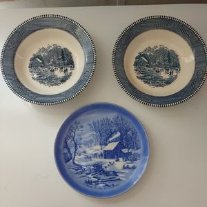 Currier & Ives collectible plates.